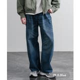 72.D.ブルー | ワイドパンツ デニム ストレート | Rocky Monroe