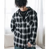 ブラック | フードチェックシャツ ネルシャツ 長袖 | Rocky Monroe