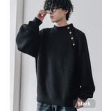 ブラック | ニットセーター モックネック 畦編み | Rocky Monroe