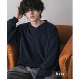 ネイビー | カットソー ヘンリーネック 長袖 | Rocky Monroe