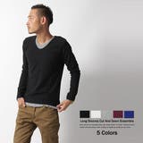 フェイクレイヤード長袖無地Uネックカットソー メンズ ロンTシャツ | Rocky Monroe | 詳細画像1