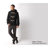 メルトンウールフード付ショート丈ダッフルコートジャケット メンズ キャメル | Rocky Monroe | 詳細画像8