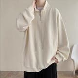 ベージュ | メンズ オーバーサイズ トレーナー ハーフジップ スウェット | Rodic【MENS】