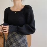 ブラック | レディース トップス バルーンスリーブニット 秋服 | Rodic
