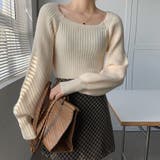 ベージュ | レディース トップス バルーンスリーブニット 秋服 | Rodic
