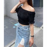 BLACK | シャーリングミニトップス | ENVYM
