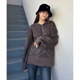BROWN | ヘリンボーンジャガードニット | ENVYM