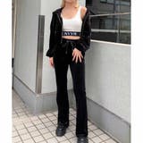 BLACK | ベロアフレアパンツ | ENVYM