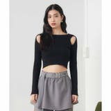 BLACK | カッティングニットトップス | ENVYM