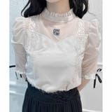 ピンクベージュ | ポイント刺繍シアーTOPS | ROJITA