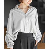ライトグレー | 変形スリーブ裾タック多釦ブラウス | rps