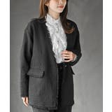 ブラック | ツイードノーカラージャケット | rps