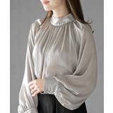 グレー | ウ゛ィンテージサテンハイネックブラウス | rps
