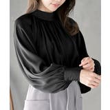 ブラック | ウ゛ィンテージサテンハイネックブラウス | rps