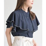 バンドカラー配色ケープブラウス | rps | 詳細画像30 