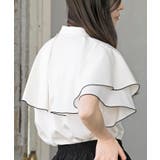 バンドカラー配色ケープブラウス | rps | 詳細画像9 