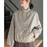 グレージュ | 合皮ノーカラーバルーン袖ブルゾン | rps