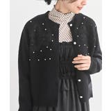 ブラック | パールフラワーモチーフニットカーディガン | rps