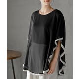 ブラック | ふちどり配色シフォンバタフライブラウス | rps