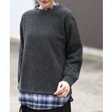 CHACグレー | チェックシャツレイヤー風プルオーバー | rps