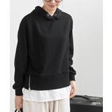 ブラック | 裏毛×布帛レイヤー風パーカー | rps