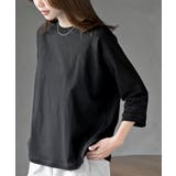 ブラック | クルーネックラグランワイド7分袖T | rps