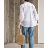 シアー楊柳バンドカラー７分袖ブラウス | rps | 詳細画像4 