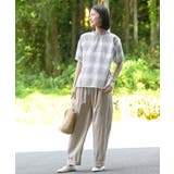 コットンボイルチェックフリル衿ブラウス | rps | 詳細画像10 