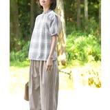 コットンボイルチェックフリル衿ブラウス | rps | 詳細画像13 