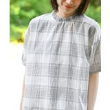 コットンボイルチェックフリル衿ブラウス | rps | 詳細画像14 