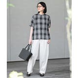 コットンボイルチェックフリル衿ブラウス | rps | 詳細画像18 