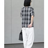 コットンボイルチェックフリル衿ブラウス | rps | 詳細画像20 