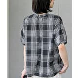 コットンボイルチェックフリル衿ブラウス | rps | 詳細画像24 