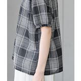 コットンボイルチェックフリル衿ブラウス | rps | 詳細画像25 