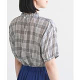 コットンボイルチェックフリル衿ブラウス | rps | 詳細画像8 