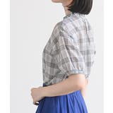 コットンボイルチェックフリル衿ブラウス | rps | 詳細画像9 