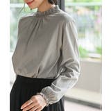 グレージュ | レース襟シャーリングカットソー | rps