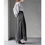 シャイニーサテンフレアーロングスカート | rps | 詳細画像13 