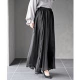 ブラック | シャイニーサテンフレアーロングスカート | rps