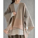 ベージュ | 配色大判ストールポンチョ | rps