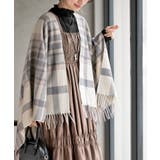 Lベージュ | チェック大判ストールポンチョ | rps