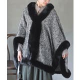 ブラック | フェイクファーポンチョコート | rps