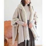 オフベージュ | フェイクファーポンチョコート | rps