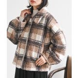 ベージュ | チェック柄ボアショートジャケット | rps