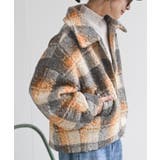 キャメル | チェック柄ボアショートジャケット | rps