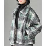 グリーン | チェック柄ボアショートジャケット | rps