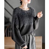 CHACグレー | 編地切替シャギーニットプルオーバー | rps