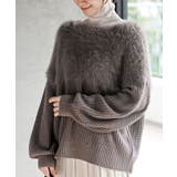 グレージュ | 編地切替シャギーニットプルオーバー | rps