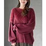 ボルドー | 編地切替シャギーニットプルオーバー | rps