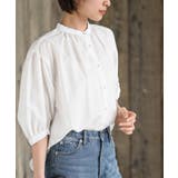 オフホワイト | テンセル綿麻バンドカラー7分袖シャツ | rps